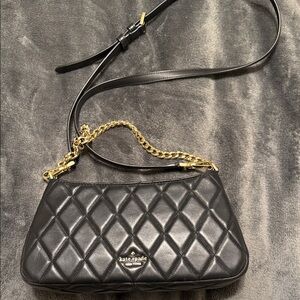 Kate Spade Quilted Black Crossbody with Gold Chain